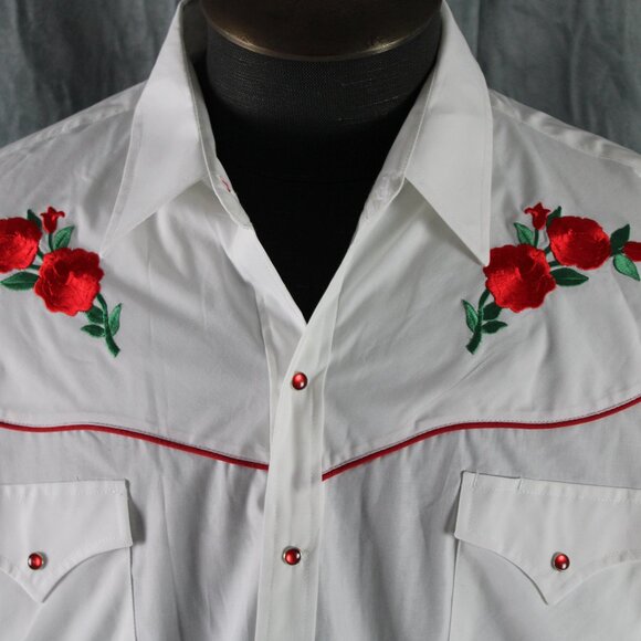 Western Shirt - Stitched Rose Pattern by Ely Gentlemen - Men's 2XL - Picture 2 of 12